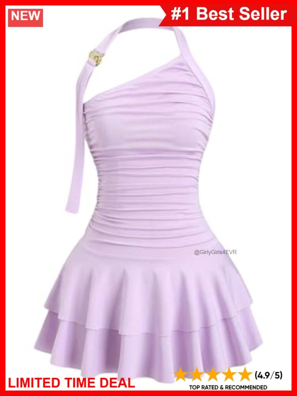 Y2K Halter Mini Dress Backless Ruffle Layered Sleeveless Party Club Dress